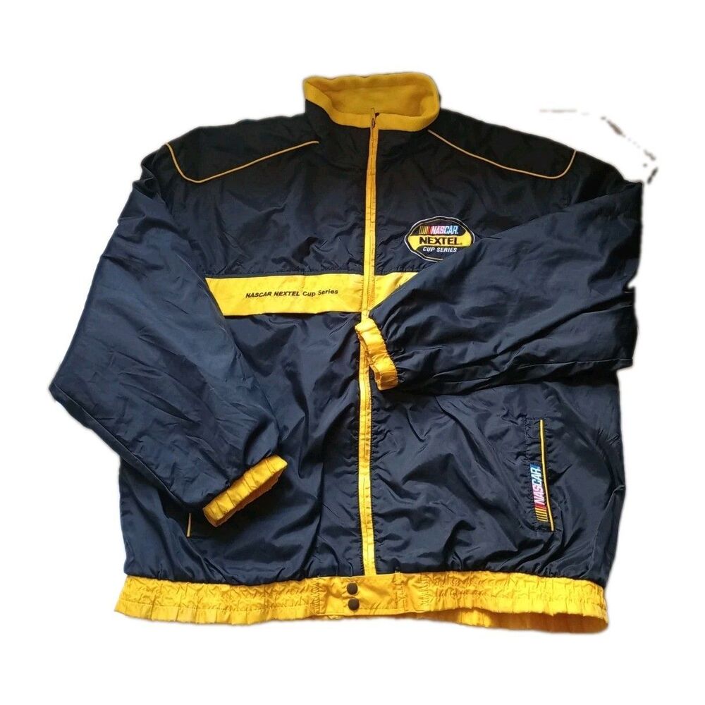 Vintage NASCAR Nextel Cup Series Jacket Mens 2XL Black Yellow Racing Full Zip